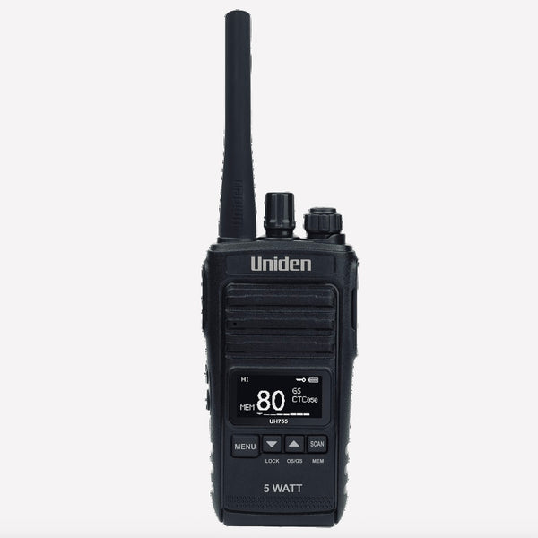 Uniden UH755 CH 5 Watt UHF CB Splashproof Handheld Radio
