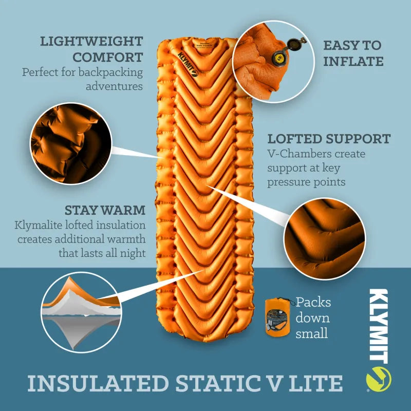 Klymit Insulated Static V Lite Sleeping Mat – Adventure Merchants