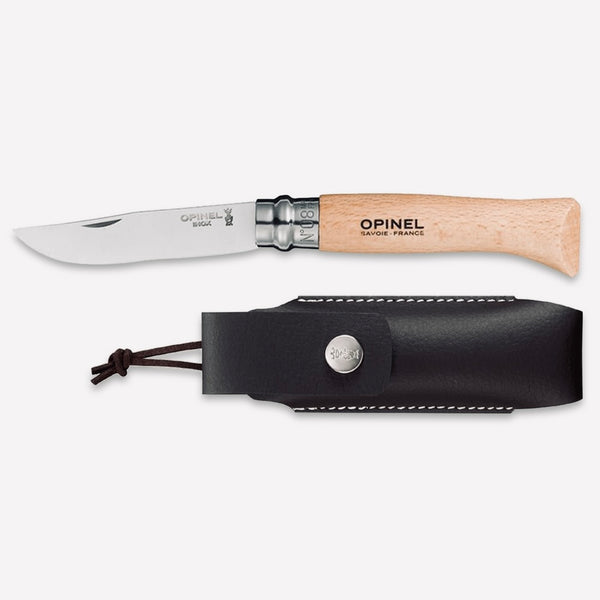 Opinel N°08 Stainless Steel Folding Knife with Sheath