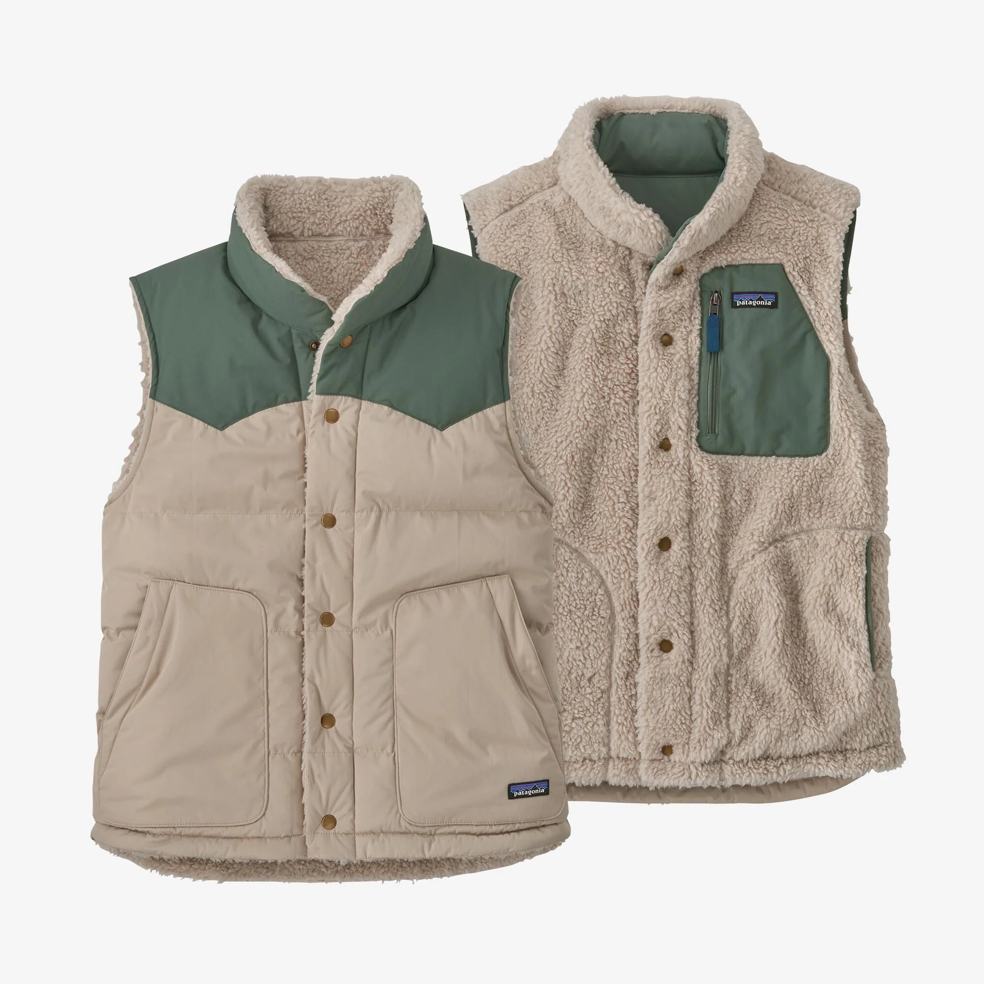 Patagonia men's reversible bivy down vest ash tan deals