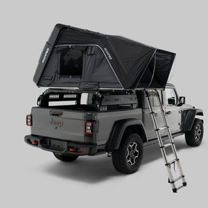 iKamper Skycamp 4.0 Duo set up on a Jeep Gladiator, rear three-quarter view