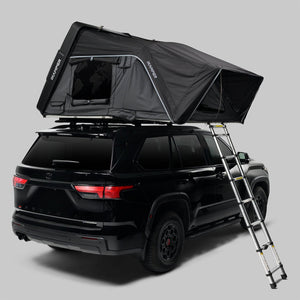 iKamper Skycamp 4.0 Quad set up on a large black SUV, rear three-quarter view