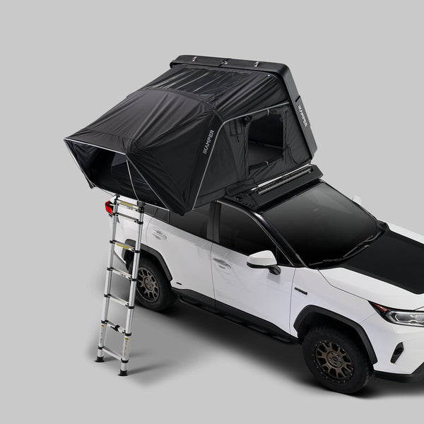 iKamper Skycamp 4.0 Trio open on an SUV, elevated three-quarter view