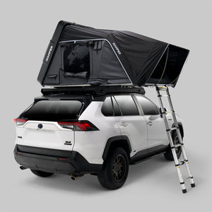 iKamper Skycamp 4.0 Trio set up on a mid-size SUV, rear three-quarter view