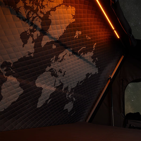 iKamper Skycamp 4.0 Trio interior lit by the integrated LED lighting